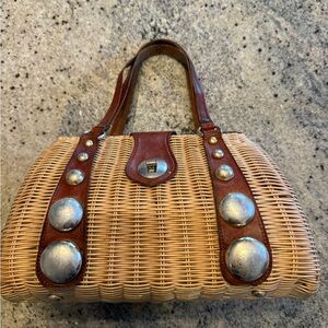 Vintage handmade wicker Woven Handbag